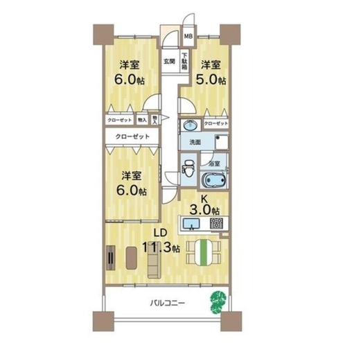 3LDK、価格4680万円、専有面積70.52㎡、バルコニー面積10.21㎡ 間取りタイプ：3LDKタイプ