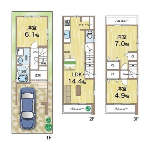 間取り図　2780万円、3LDK、土地面積46.26㎡、建物面積77.02㎡ 住みやすい間取り設計となっております。