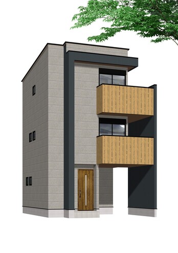 外観パース　1948万円、3LDK、土地面積64.80㎡、建物面積83.64㎡