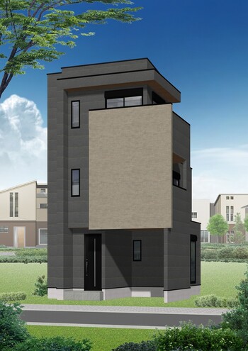 外観パース　3LDK、土地面積64.80㎡、建物面積83.64㎡