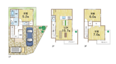 建物プラン図　1948万円、3LDK、土地面積64.80㎡、建物面積83.64㎡ 住みやすい間取り設計となっております。